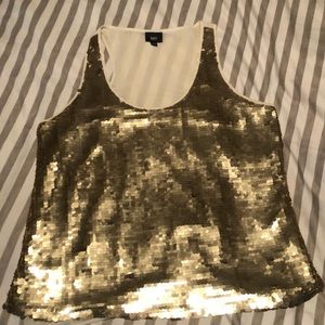 Gold sequin tank top blouse.